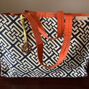 Spartina 449 navy and orange market tote